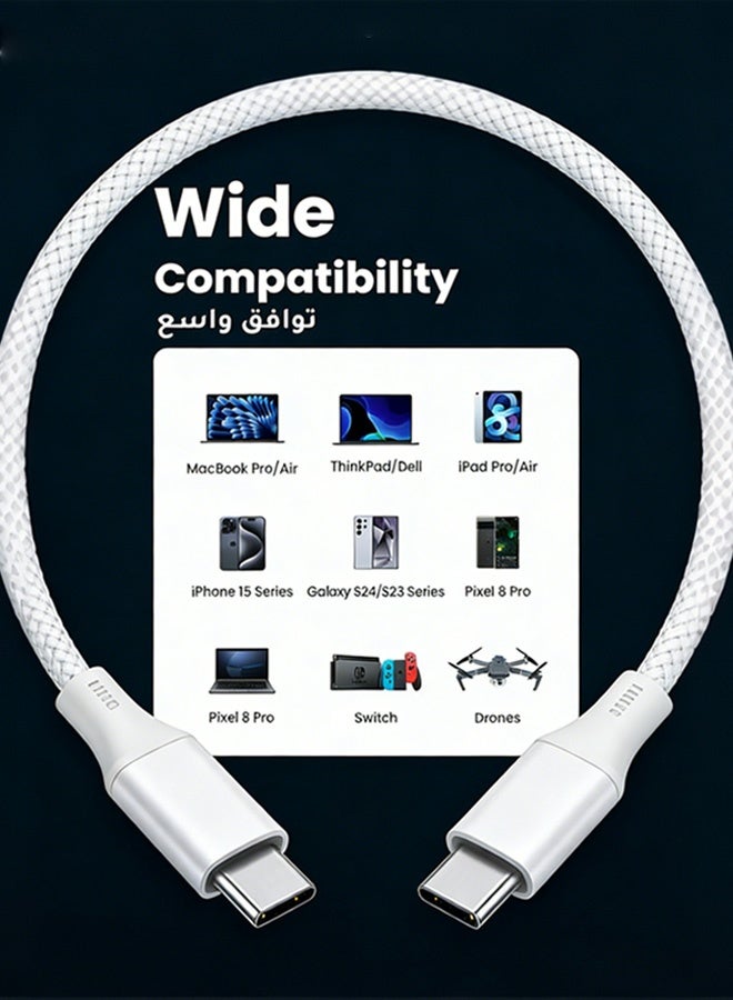 صورة العالمة كابل تايب سي 2 متر مضفر 240 واط (48 فولت 5 أمبير) توصيل الطاقة PD 3.1 شحن سريع كابل USB C إلى USB C لسلسلة ايفون 15 16 17، ماك بوك برو/اير لابتوب، iPad برو2021/ديل XPS 13 15/سامسونج جالاكسي S23/شاومى 12/هواوي P60 - Image 5